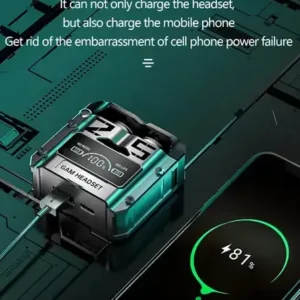 M25 TWS Wireless Bluetooth Headphones Gaming Headset with charging case and LED display