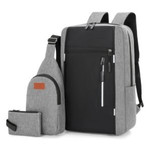 Stylish 3 in 1 backpack set with sling bag pouch and free wallet