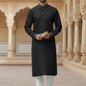 China Vangchur Fabric Premium Quality Punjabi black embroidery Punjabi for men