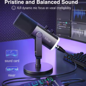 Red Dot Design Award 2023-winning RGB USB microphone with professional studio setup