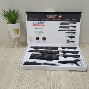 Stainless Steel Knife Set with non-stick black blades